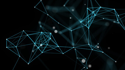 Futuristic network connection background. Abstract pattern with points and lines. Digital modern backdrop. Big data visualization. 3D rendering.