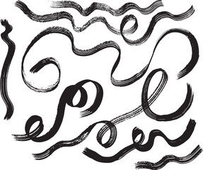 Grunge Dry Brush Ink Strokes Free Hand Set.