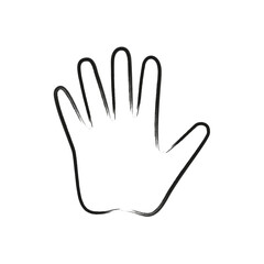 One single empty open human hand palm with fingers splayed and spread wide. Vector in hand drawn and brush style.