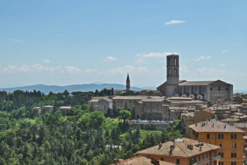 Obraz premium Perugia, colline, case e tetti della città - Umbria