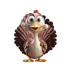 3D icon Cute Turkey, Happy Fall, character Illustration Thanksgiving Day, Happy Harvest, File Cartoon minimal style transparent png