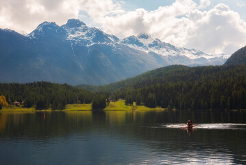 Saint Moritz lake in Switzerland in summer
