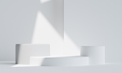 Minimal product placement background. white podium display for product presentation. 3d illustration