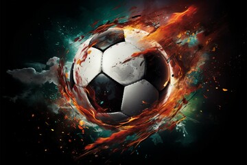 Energetic soccer art, Bold poster showcasing a dynamic soccer ball