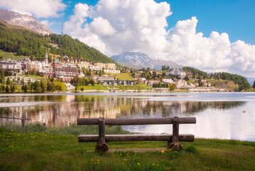 Saint Moritz lake in Switzerland in summer