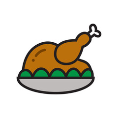 Illustration of chicken on plate