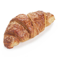 Croissant with white chocolate isolated on a white background.