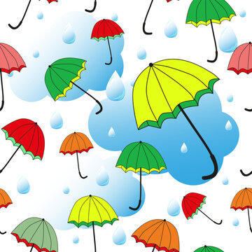 Bright seamless pattern with umbrellas.