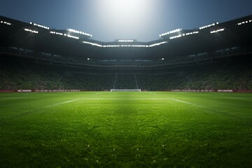 Fototapeta premium Lush green pitch, where soccer magic unfolds under the sun