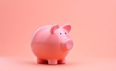Pink ceramic clay Piggy. Economy and finance concept. Pink passtel solid background.