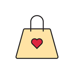 Beige handbag icon with heart symbol