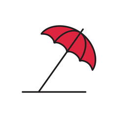 Tilted red umbrella illustration