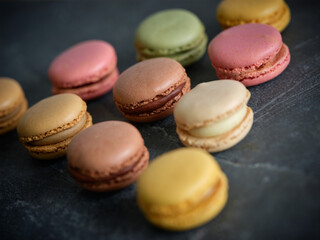 Rows of tasty sweet macaroons