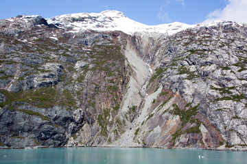 Glacier Bay National Park Springtime Mountains With Waterfalls