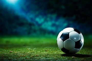 Naklejka premium Vivid green grass frames a solitary, vibrant sports ball