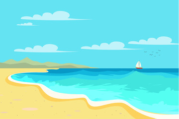 Fototapeta na wymiar flat design summer background beach landscape