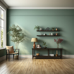 A country room wall mockup with a blank wall for art
