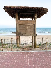 gazebo on the beach - rustic wooden gazebo on Brazilian paradizia beach - Itaoca beach, Itapemirim-ES, Brazil