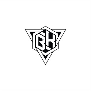 recommend clip art: BK Letter Logo monogram hexagon shape with triangle geometric outline sharp modern design