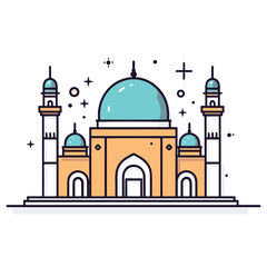 mosque or masjid vector illustration clipart sticker png for milad un nabi or ramdan eid mubarak flat style