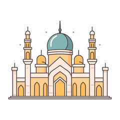 mosque or masjid vector illustration clipart sticker png for milad un nabi or ramdan eid mubarak flat style