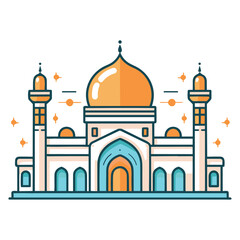 mosque or masjid vector illustration clipart sticker png for milad un nabi or ramdan eid mubarak flat style