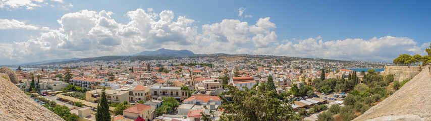 Fototapeta na wymiar Overview of the city of Rethymno, island of Crete, Greece as seen from the historic fortress (Panoramic view)