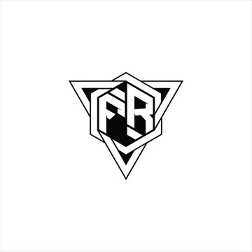 recommend clip art: FR Letter Logo monogram hexagon shape with triangle geometric outline sharp modern design