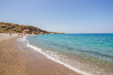 Fototapeta na wymiar Beach Geropotamos near Rethymno, island of Crete, Mediterranean Sea, Greece