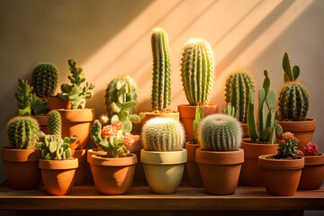 Fototapeta na wymiar Cactus house plant in pots.