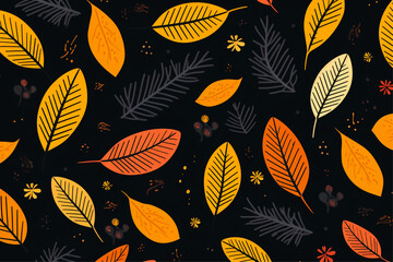 seamless pattern with leaves, autumn leaf pattern illustration