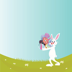 Fototapeta premium Digital png illustration of rabbit with easter eggs on transparent background