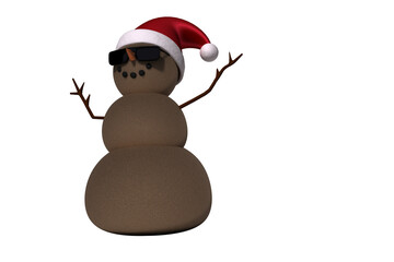 Digital png illustration of snowman with santa claus hat on transparent background