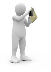Digital png illustration of human with envelope on transparent background