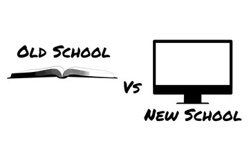 Digital png illustration of old school versus new school text on transparent background