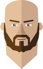 Digital png illustration of bald face with beard on transparent background