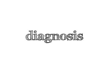 Digital png illustration of diagnosis text on transparent background