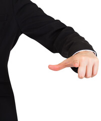 Digital png photo of hand of caucasian businessman on transparent background