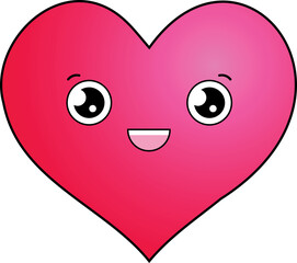Digital png illustration of heart with face on transparent background