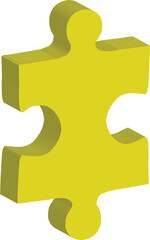 Digital png illustration of yellow puzzle element on transparent background