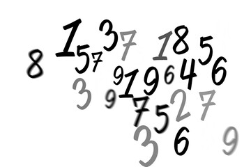 Digital png illustration of abstract numbers on transparent background