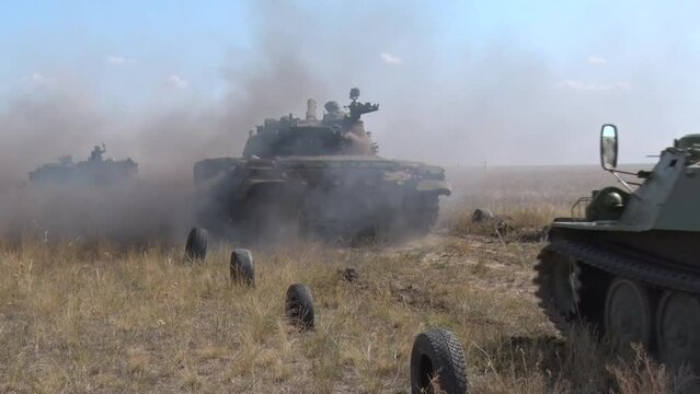 tank rides on the training ground