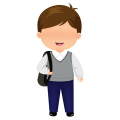 Illustration Of Student in School Uniform Wearing Backpack