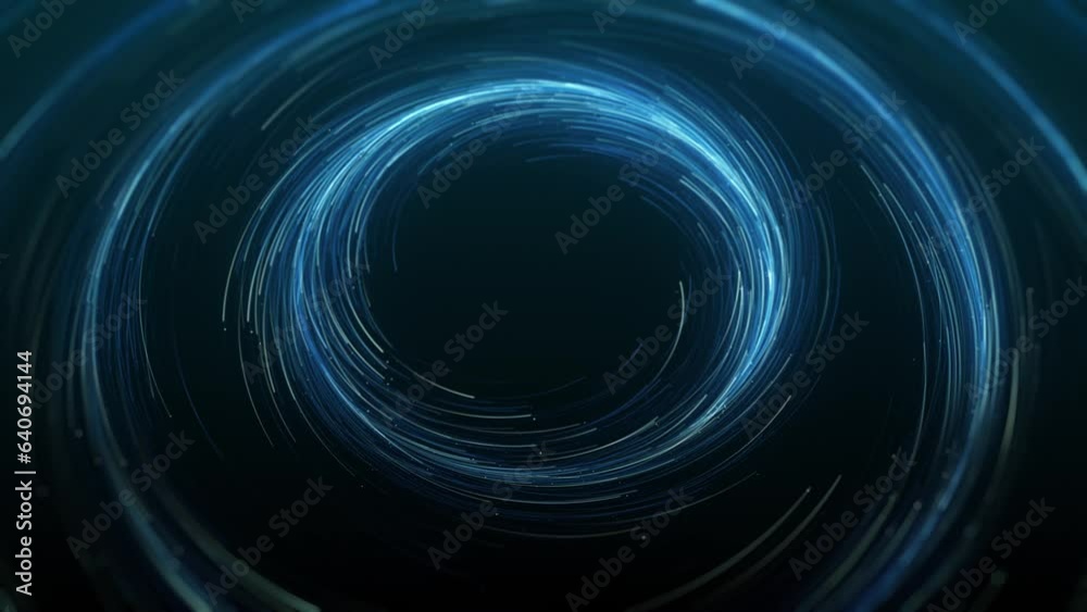 Poster kinetic concentric circles spinning/ 4k animation of abstract dynamic speed spinning particles light