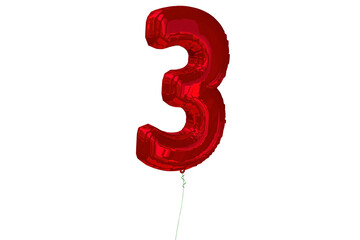 Digital png illustration of 3 number balloon on transparent background