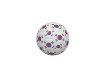 Digital png illustration of soccer ball with flag of south korea on transparent background