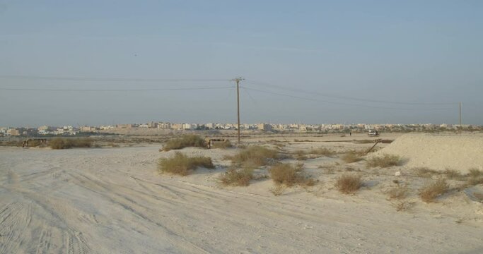 Desert area close to oil field in Riffa, Al Janūbīyah, Bahrain