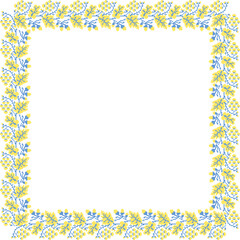 Vector illustration of Ukrainian ornament in ethnic floral style with oak and grape leaves and acorns, bunches of grapes, identity, vyshyvanka, embroidery for websites, banners. Background