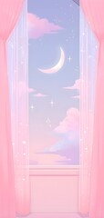 Anime night  sky art, full moon, clouds, pastel purple, pink, abstract, dreamy concept Aesthetic, cute, beautiful, stunning picture. Fantasy background, phone, computer wallpaper.
