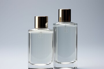 Refined presentation Cosmetic product bottle set against a serene light grey background